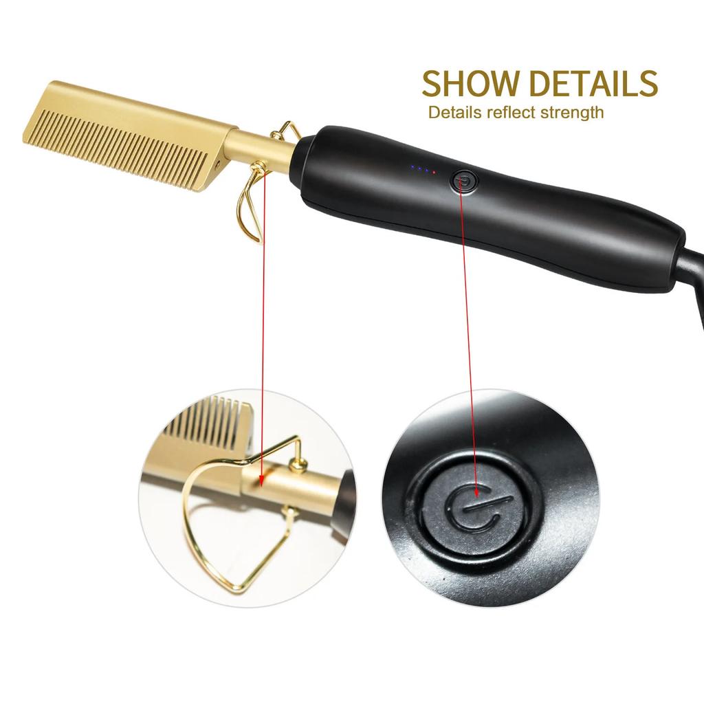 Best Seller New Electric Copper Comb Hair Straightener Hair Straightener Dual-purpose Household Handheld Portable Perm Curling R