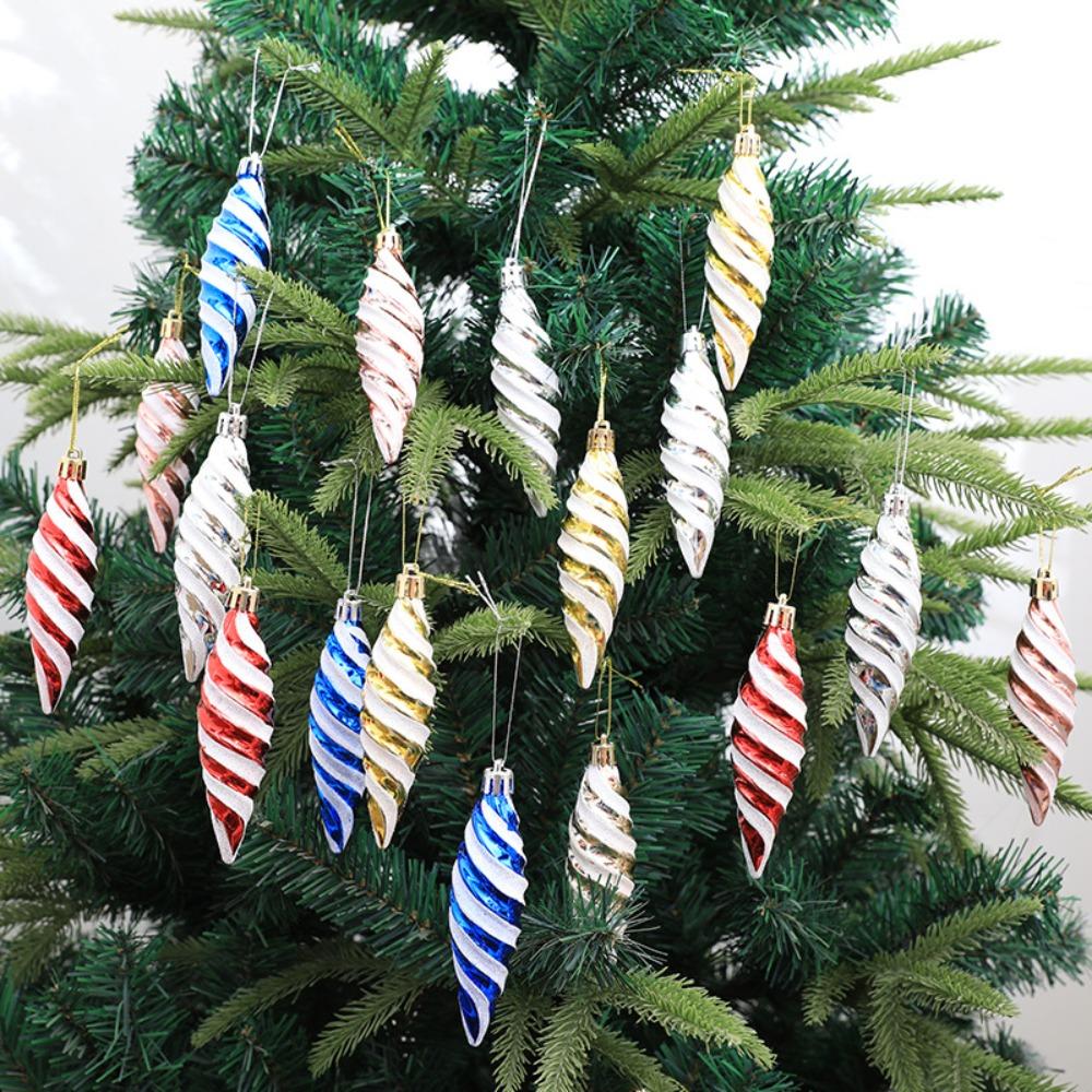 

Pointed DIY Hanging Decor Christmas Tree Ornaments Plastic Pendants Spiral Thread Xmas Pendant