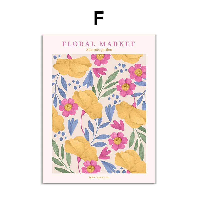 Flower Market Abstract Floral and Prints Modern Wall Art, Canvas Painting, Nordic Posters, Pictures for Living Room, Home Decor