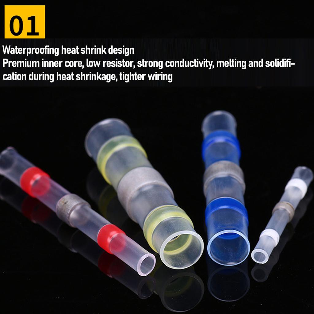 Heat Shrink Solder Seal Wire Connector Waterproofing Electrical Self Soldering Butt Splice Wire Terminal for Marine Automotive Boat Truck 600pcs
