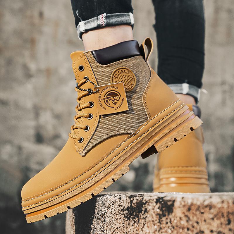 Autumn high-top rhubarb boots men's outdoor Martin boots thick-soled heightening tooling boots casual men's boots 2025 new