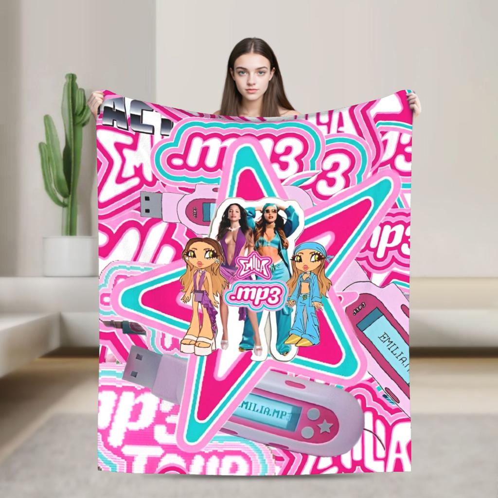 Singer Emilia Mernes MP3 Tour Super Warm Blanket  Aesthetic Living Room Flannel Bedspread Sofa Bed Cover