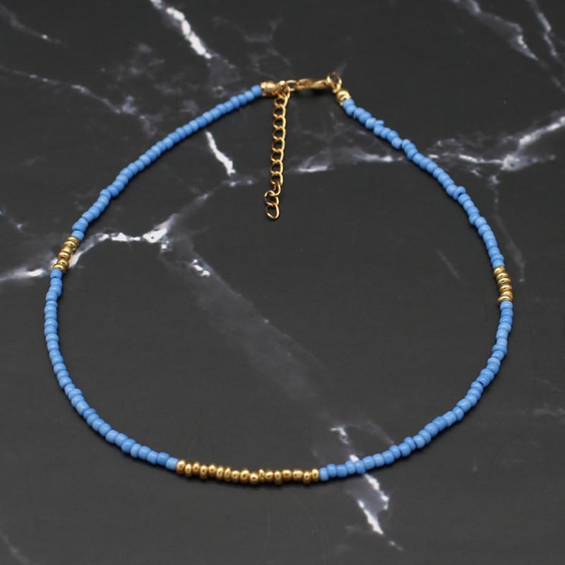 Bohemia Handmade Rainbow Seed Beads Simple Choker Necklace Women's Fashion Wild Sweet Colorful Collar Jewelry Gift