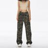 American Camouflage Tooling Jeans Women's High-waisted Hiphop Hip-hop Sweet and Spicy Wide-leg Casual Straight Jeans