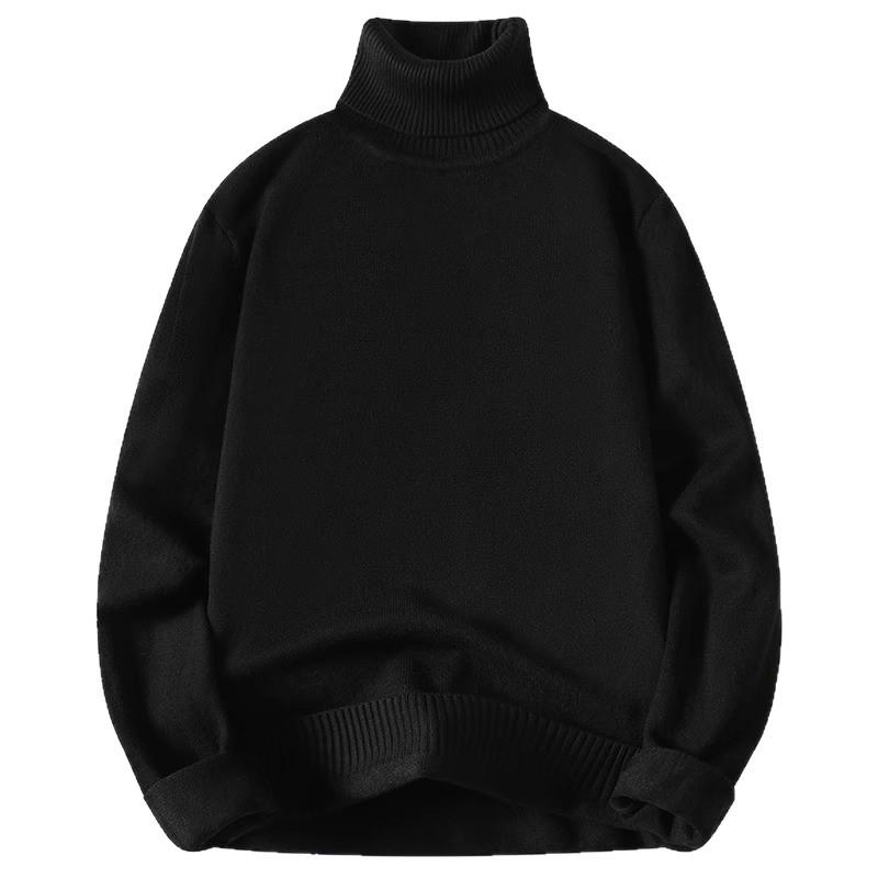 Pulover Tricotat pentru Bărbați, Mărimi Mari, cu Gât Înalt și Catifea Interioară - Îngroșat, Călduros, Casual, Strat de Bază pentru Iarnă