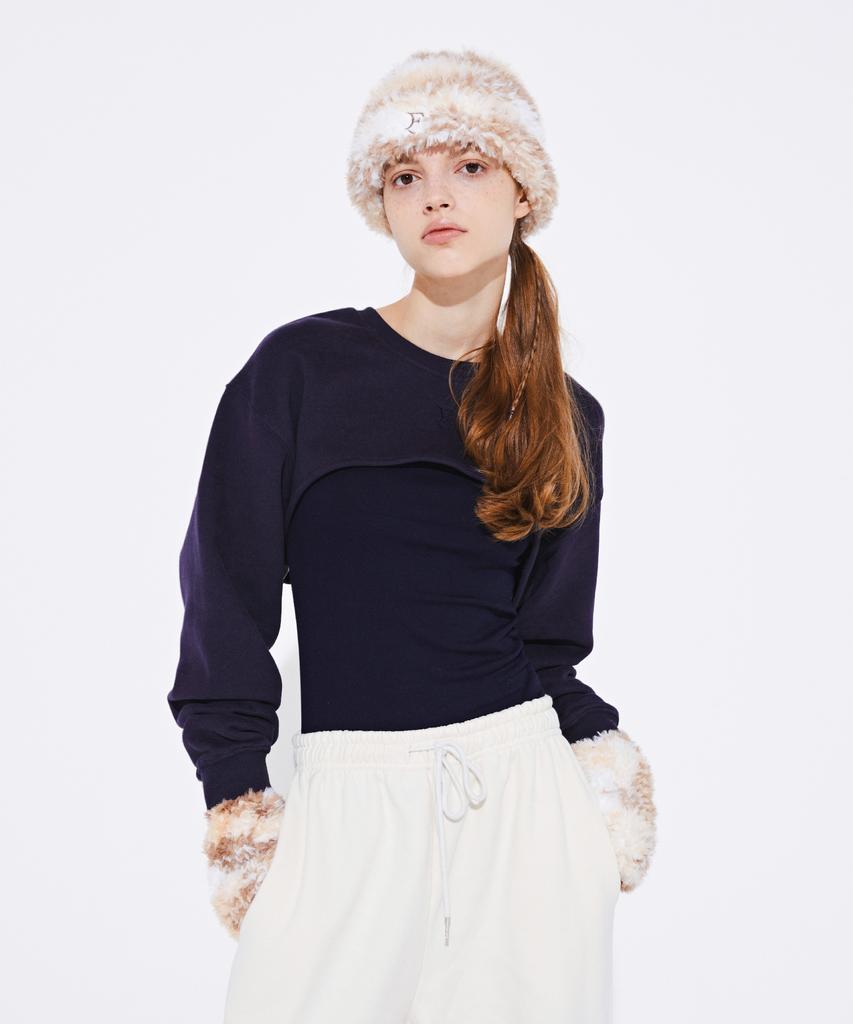 Kkuape [Fleece] Reversible Bolero Mtm_Navy
