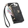 Phone Wallet Case with 6 Card Slots, Zip Coin Pocket, Stand for Hands-Free Viewing & Wrist Strap, Floral Design for OPPO VIVO Xiaomi Redmi Google