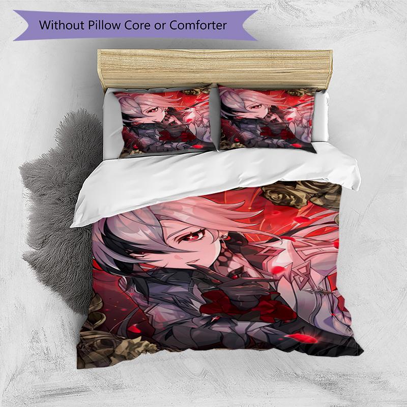 3pcs Genshin Impact characters7 pattern bedding set duvet cover set includes duvet cover &pillowcases, perfect all season bedroom decoration & gift