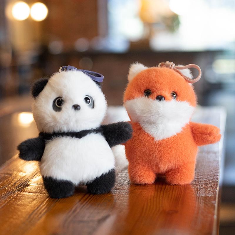 Cute Animal Plush Toy Panda Fox Doll Children's Companion Doll Decoration Ornament Doll Bag Pendant