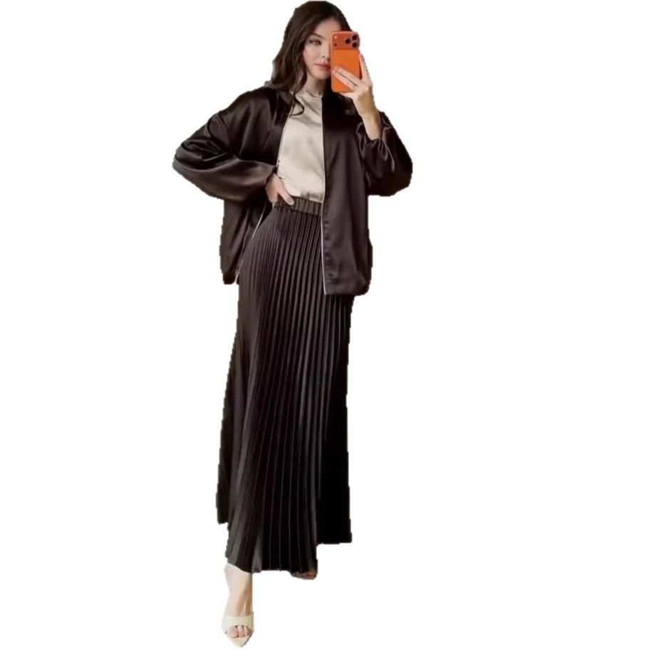 Cross-border European and American Women's Clothing 2026 Amazon Sexy Casual Long-sleeved Top Fashion Big Swing Skirt