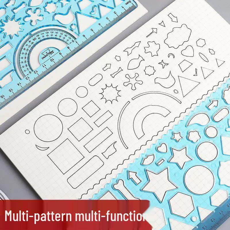 Complete Kaleidoscope Ruler Set for Elementary Students - Multifunctional, Soft, and Educational.