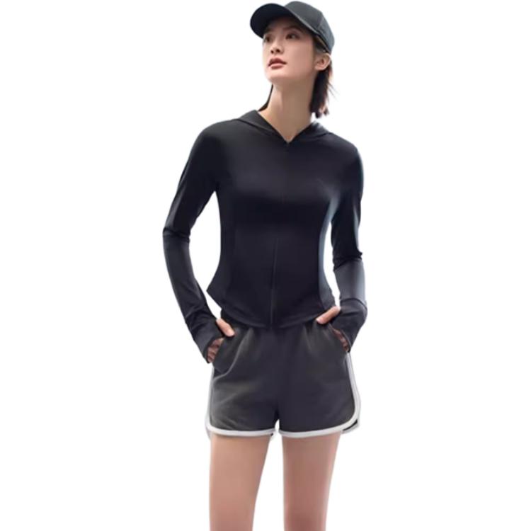 Anta Training Series Solid Color Zip-Up Hooded Comfortable Versatile Long Sleeve Breathable UV Protection Sun Protection Women tops 962527704-8