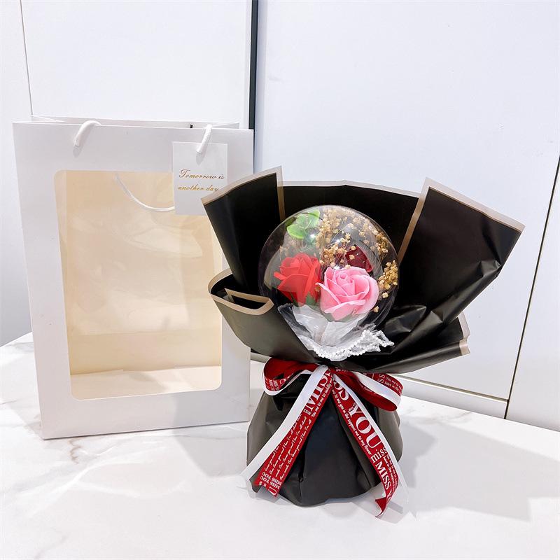 Cross-border Christmas Bobo Ball Soap Flower Gypsophila Dried Flower Spherical Bouquet Gift for Valentine’s Day