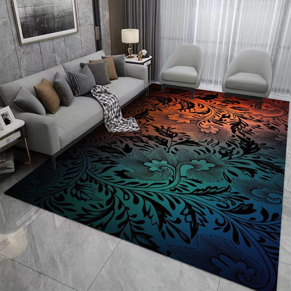 

Modern Gradient Carpet Mat Rug Abstract Black Pattern Colorful Red Purple Orange Home Decoration Living Room Bedroom Floor Mat 40x60cm