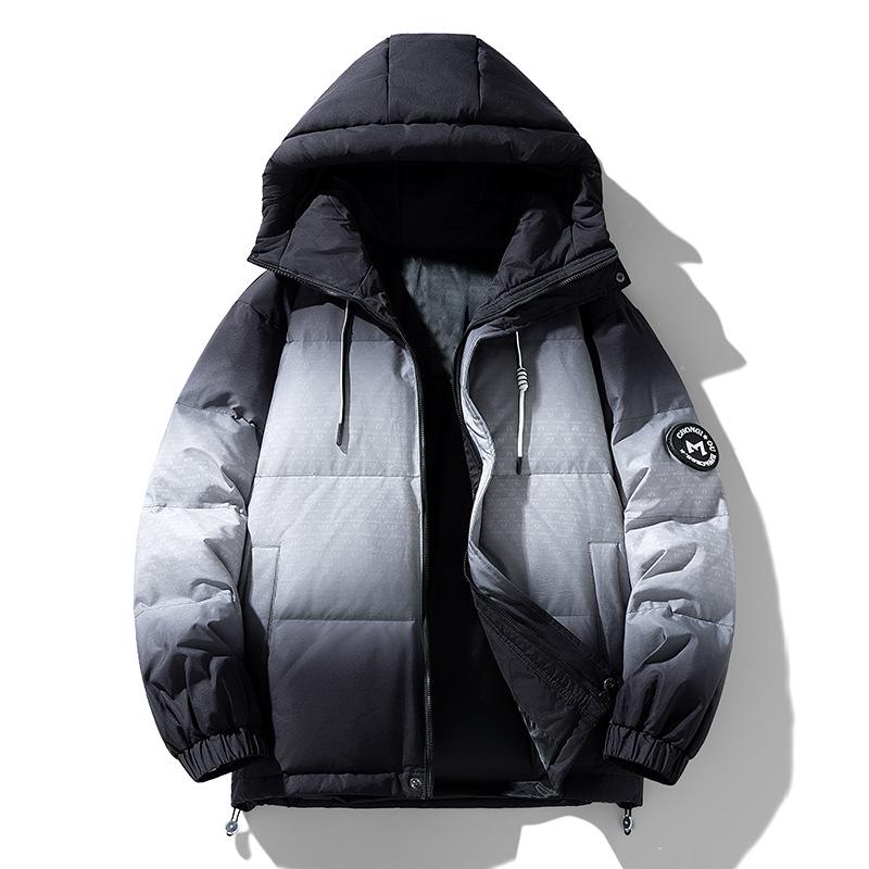 Gradual Change Color Loose Casual Fashion Trendy Versatile Winter New Men's and Women's Hooded White Duck Down Jacket
