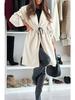 Women's Casual Lace-up Hooded Lapel Coat - Long Sleeve Autumn/Winter 2026 Collection