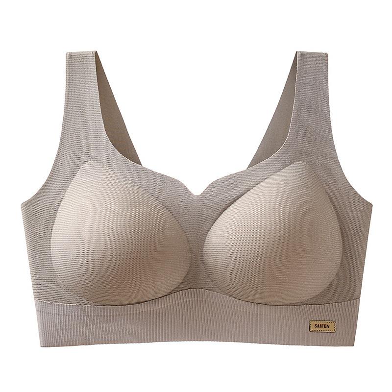 New Simple Vest Type Non-magnetic Sports Underwear Women's Wide Shoulder Straps No Steel Ring Thin Cup Gathering Bra