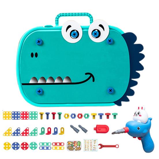 Verktøykasse med borekroner for barn 3-10 205-delers STEM-lekesett Sikker Holdbar montering Verktøykasse Kreativ verktøykasse gave til gutter Jenter