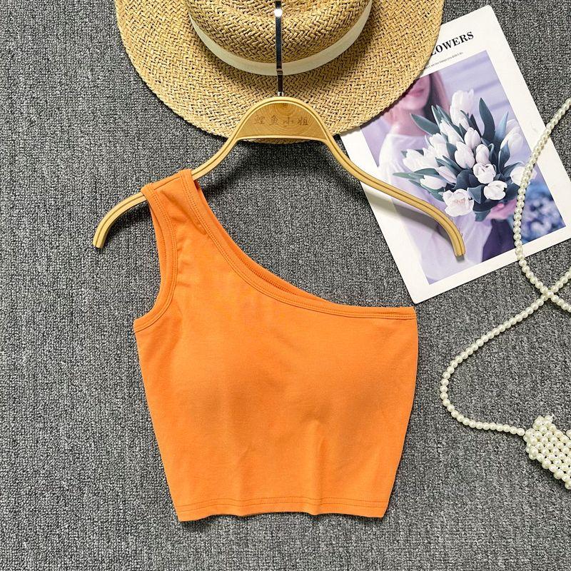 Summer Vest for Women Outwear 2024 New Arrival Sexy Short Sleeveless with Chest Pad Tops Sexy Scheming off-the-Shoulder Sling