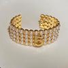 Golden Dreams Multi-layer Pearl Openable Bracelet - Court Style Luxury Jewelry for Women