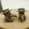 Vintage Brass Plague Doctor Pendant Steampunk Bird Beak Figurine Desktop Decor DIY Paracord Keychain Ornament Gift
