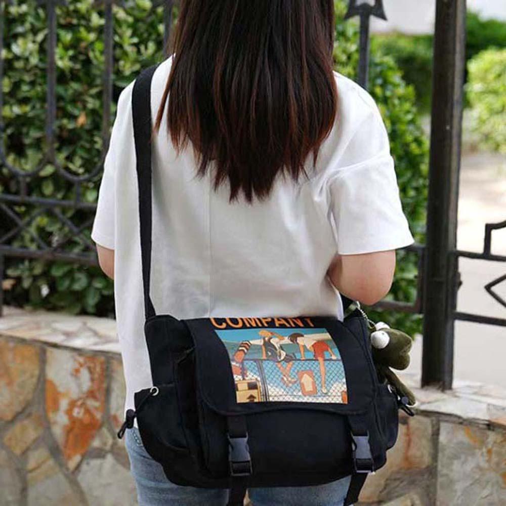 

Cartoon Student School Bag Handbags Men Postman Bag Messenger Bag Nylon Crossbody Bag School Black-No Pendant