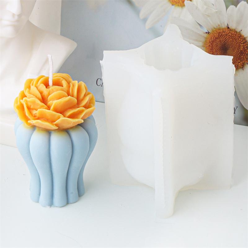 3D Succulent Flower Plant Flower Vase Shaped Candle Silicone Molds DIY Scented Aromatherapys Making Mould Handmade Ornament Mold