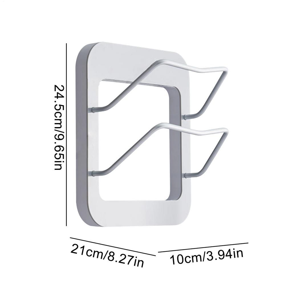 

Pot Lids Organizer Rack Wall Mounted Kitchen Storage Shelf No Drilling Adhesive Cutting Board Holder for Home Dormitory Hotel
