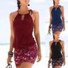 Women Sleeveless Sundress Waist Party Sorft Halter Elastic Sexy Beach Dress