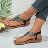Fashion Lucyever Summer Clip Toe Bohemia Sandals Women 2024 Fashion Shiny Crystal Flat Sandalias Woman Non Slip Sole Beach Sandles Mujer