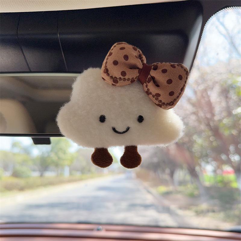 Set Creativo de Adornos de Nube de Dibujos Animados para Espejo Retrovisor - Lindos Accesorios de Interior de Coche Estilo Diosa