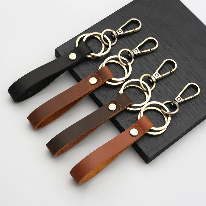 Versatile Leather Keychain with Reinforced Loop All Day Comfort Carry Light Key Holder for Formal Casual Occasions