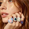 Creative Design Drip Oil Rings Exquisite Craftsmanship Geometric Round Rings Open Rings  For Women
