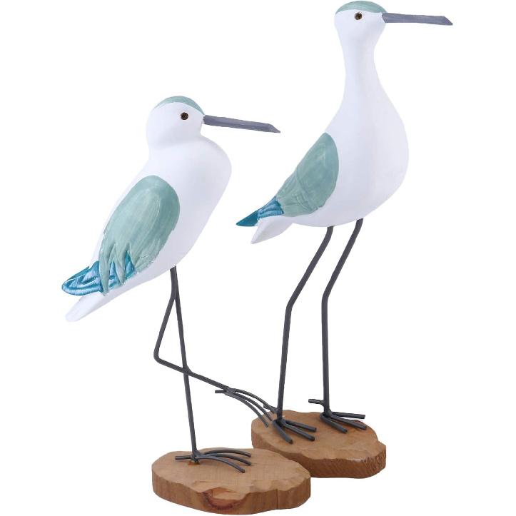 2 Pcs Nautical Statue Seagull Figurine Decorations Vintage Bird Statue Coastal Beach Table Home Decorations Nautical Green