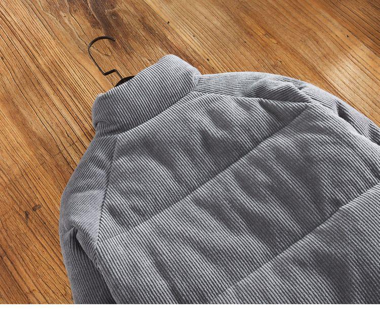 Men's Retro Corduroy Winter Jacket - Thick, Warm, Solid Color, Short Silhouette