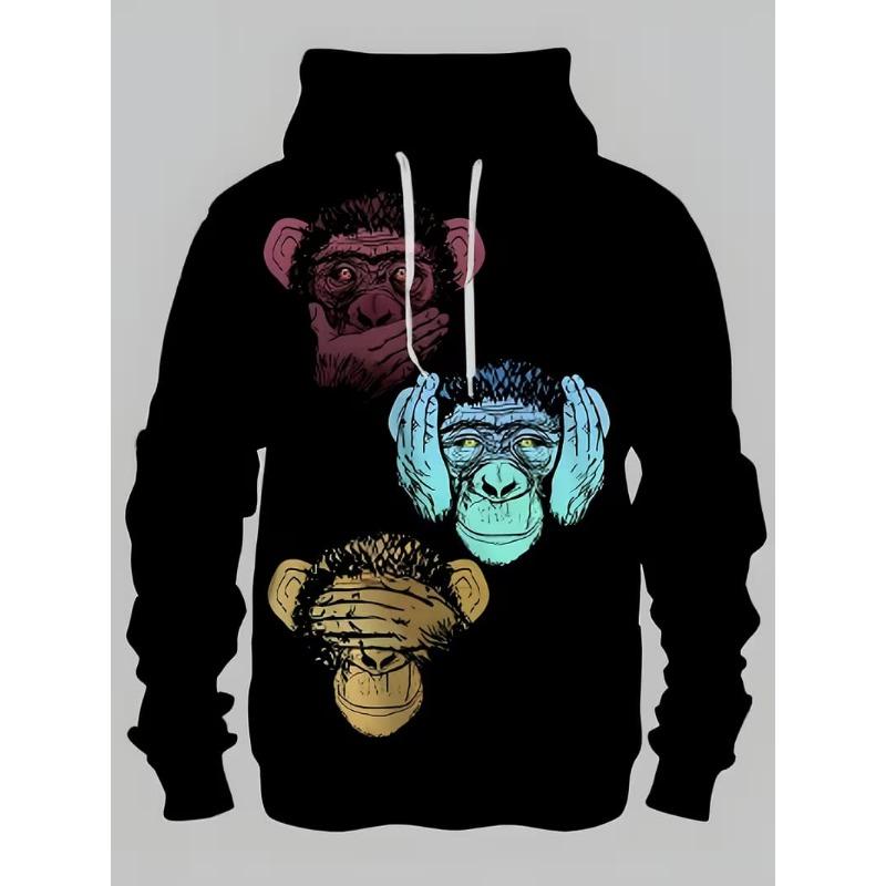 Men s 3D striped print long-sleeve hoodie, comfortable, breathable and versatile men s top M