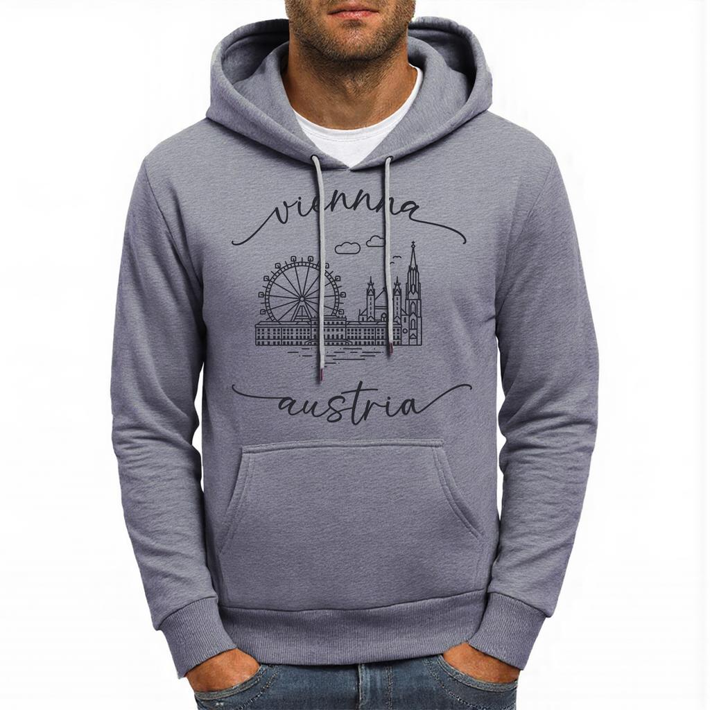 Vienna Austria Ferris Wheel Pattern Men Hoodie Trendy Multicolor Hoodies Casual All-Match Streetwear Harajuku Fleece Male Hoody