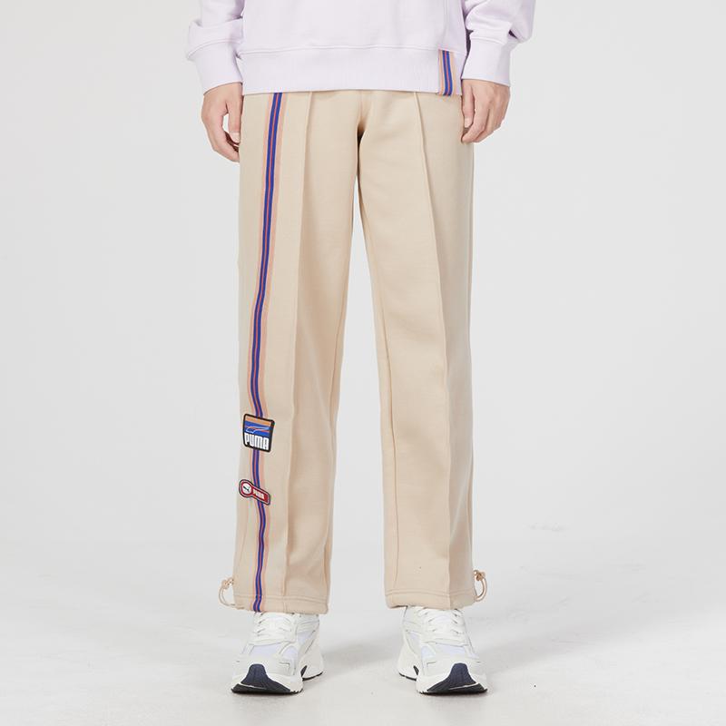 Puma Team Badge Straight-Leg Casual Pants Men Bottoms Khaki 677376-67