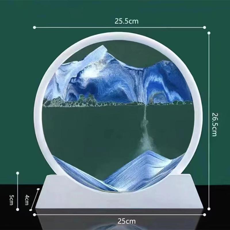 3D Hourglass Quicksand Moving Sandround Glass Deep Sea Sandscape Art Picture Craft Flowing Painting Office Hom Decor Gifts