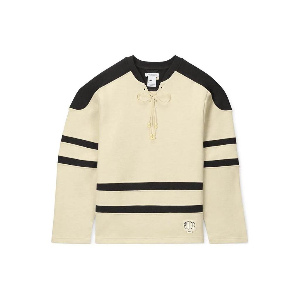 Nike X Bode Astro Grabber Printed Casual Knit V-Neck Long Sleeve T-Shirt SS24 Unisex Tops Natural-Linen-White Shadow-Brown FJ0218-125
