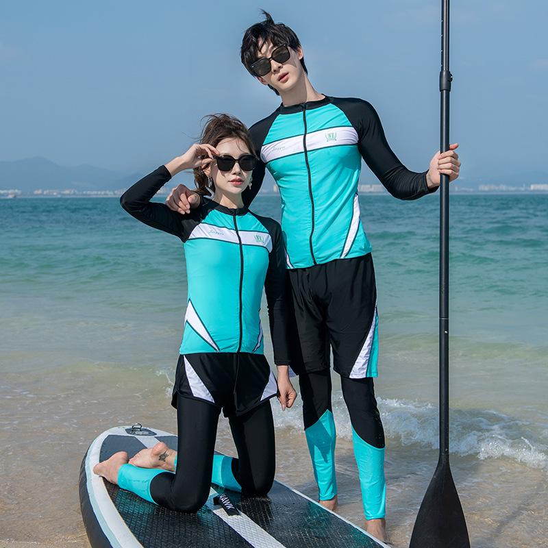 Muta da surf e snorkeling a due pezzi da donna con maniche lunghe, effetto medusa - Disponibile in taglie forti
