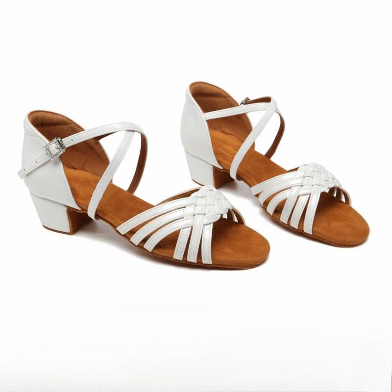 

Fashion Leather-uped Dancing Shoes Adult Girls Latin Dancing Shoes High Heels 3.5cm White, Pink, Black Soft Soles for Practice Shoes 26