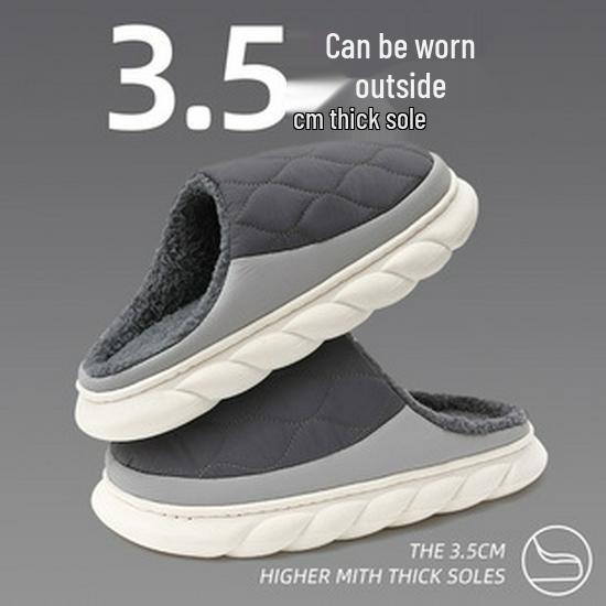 Plush Non-Slip Winter Cotton Slippers for Women and Men - Indoor Closed-Heel Design