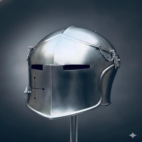 Full-Face Barbuta Helmet Handcrafted Italian Steel Armor for Historical Reenactment Cosplay