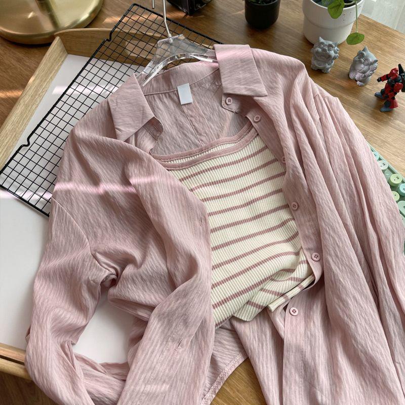 Women's Two-Piece Chiffon Sun Protection Shirt - Breathable, Versatile, and Trendy Summer Outerwear
