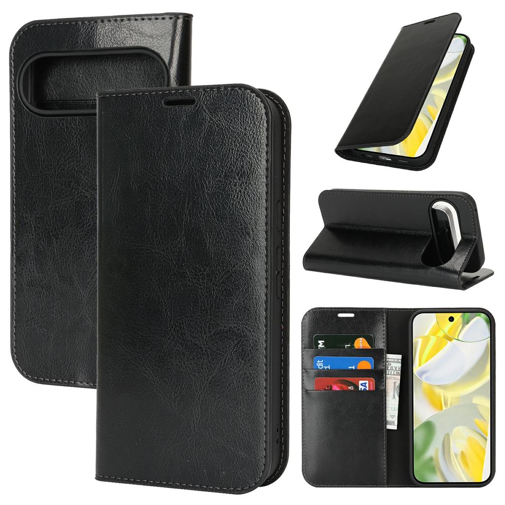 For Google Pixel 10 Pro XL Case Crazy Horse Texture Split Leather Wallet Phone Cover