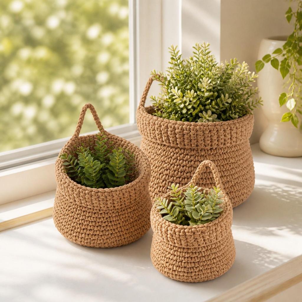 3 Pieces Wall Hanging Basket with Rope Handle Stackable for Entryway, Kitchen