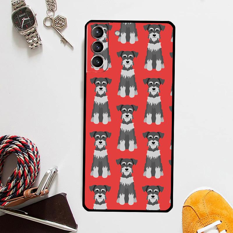 Cartoon Schnauzer Dog Case For Samsung Galaxy S25 Ultra S20 S21 S22 S23 Plus S24 Ultra S9 S10 S25 FE Cover Coque