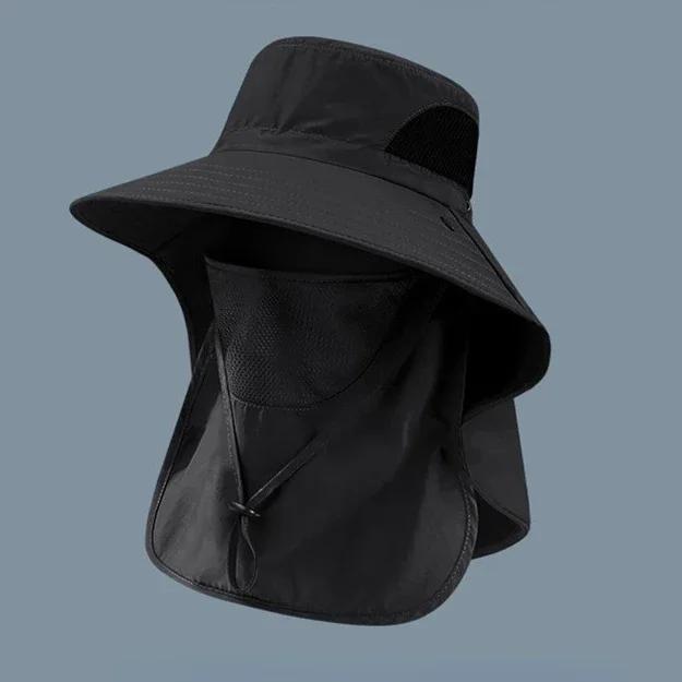 Chapeau de soleil d'été avec protection UV pour homme et femme, casquette de chasse, de pêche, de randonnée, de camping, visière, chapeau seau, rabat de cou, chapeau de pêcheur