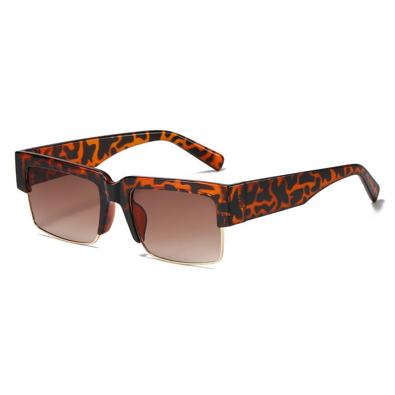 

Small New Half Square Sunglasses Women Fashion Vintage Shades Men Brand Oculus Designer Gafas Luxury Sun Glasses UV400 Eyewear as picture леопардовый
